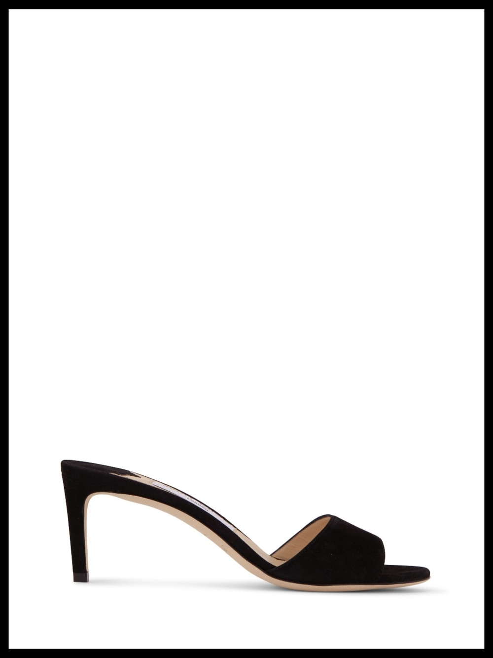 Jimmy Choo Stacey Black Suede Open-Toe Mule Heels 37.5